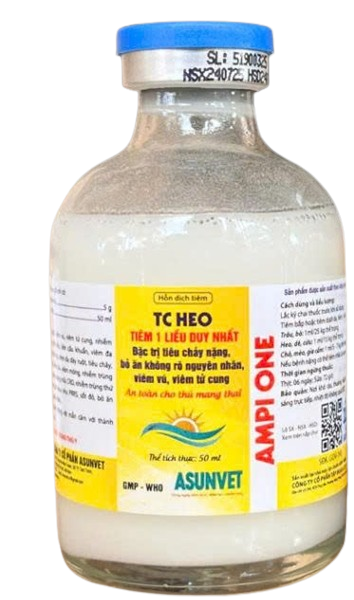 AMPI ONE TC HEO Asunvet Dung dịch tiêm Đặc trị tiêu chảy nặng bổ ăn không rõ nguyên nhân viêm vú, viêm tử cung