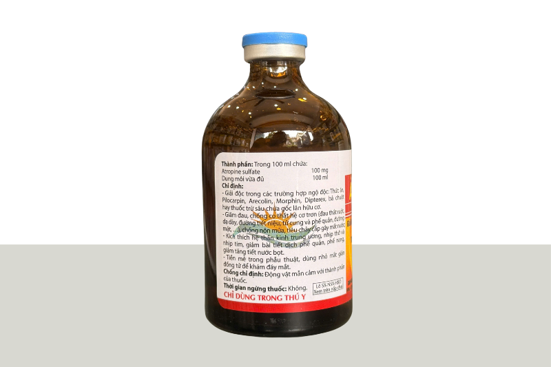 ATROPIN Asunvet dung dịch tiêm giải độc giảm đau chống co thắt nôn mửa tiêu chảy tiền mê phẫu thuật
