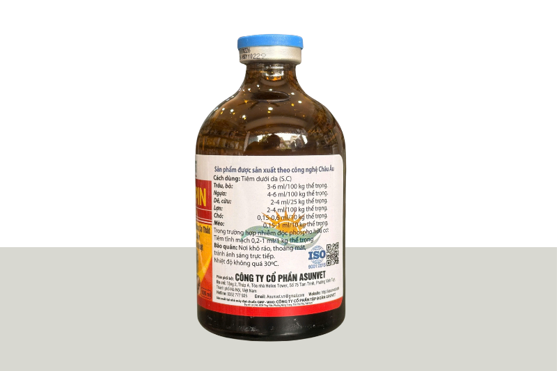 ATROPIN Asunvet dung dịch tiêm giải độc giảm đau chống co thắt nôn mửa tiêu chảy tiền mê phẫu thuật