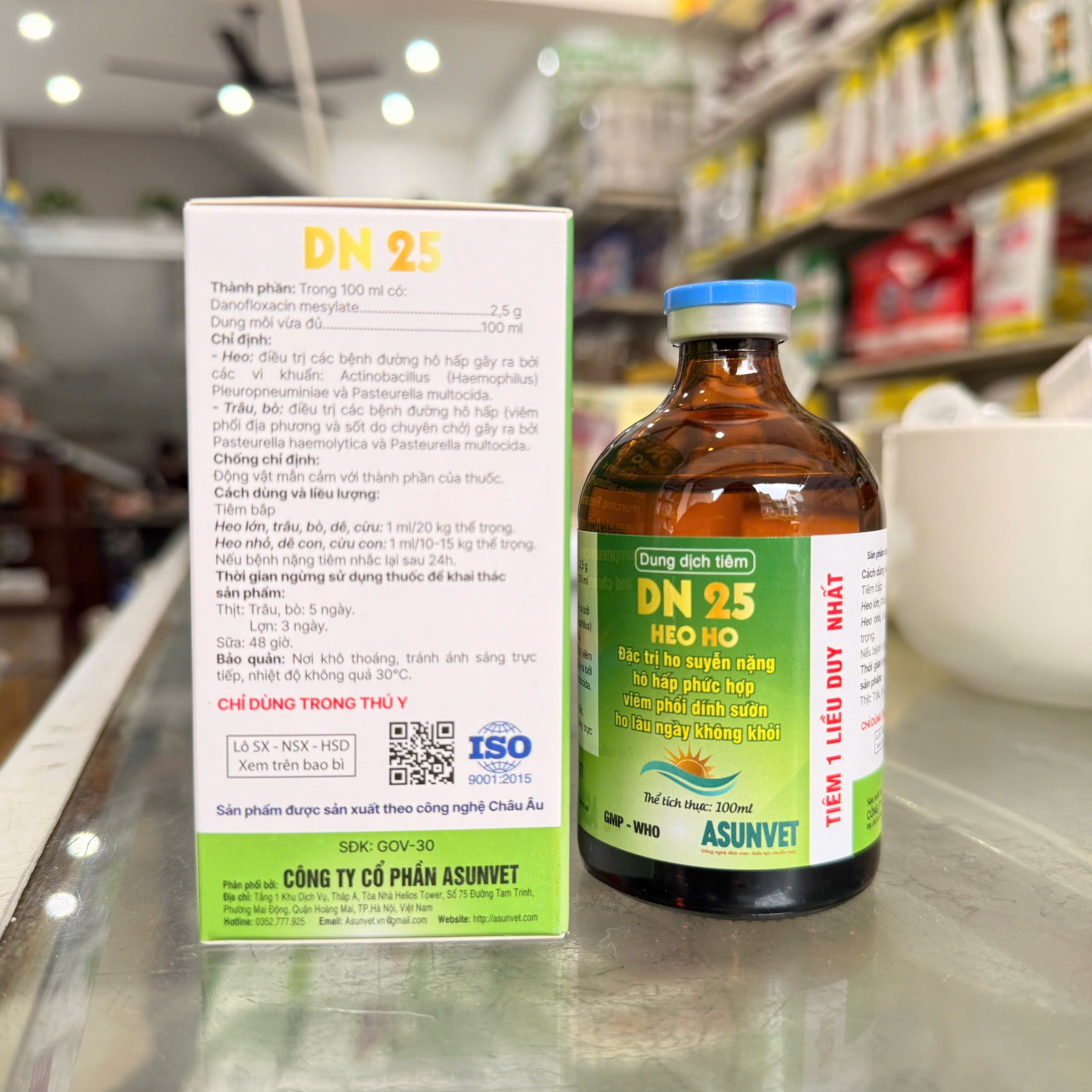 DN 25 HEO HO Asunvet dung dịch tiêm đặc trị ho suyễn nặng viêm phổi dính sườn 100ml
