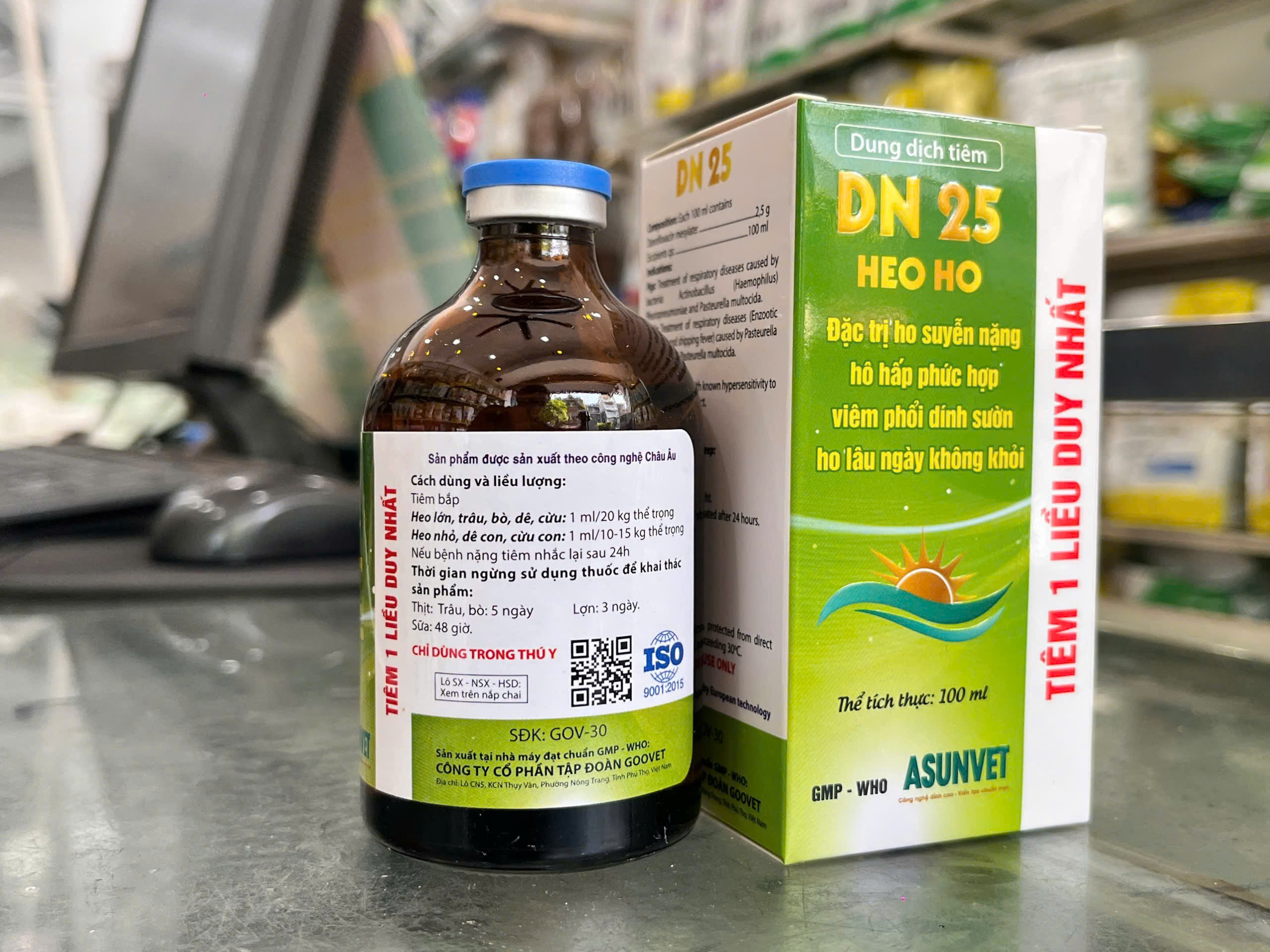 DN 25 HEO HO Asunvet dung dịch tiêm đặc trị ho suyễn nặng viêm phổi dính sườn 100ml