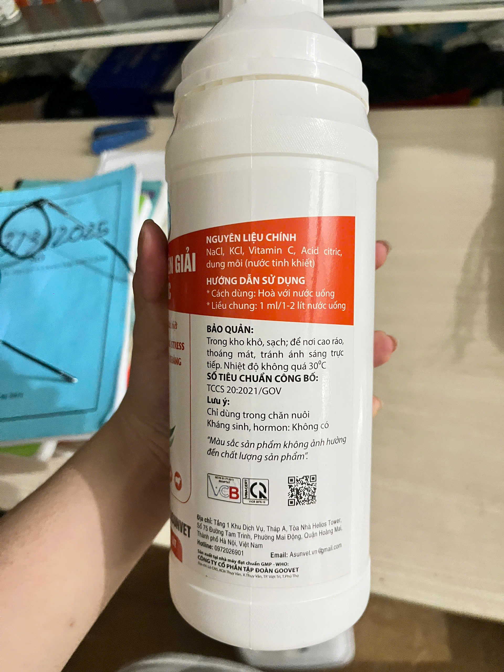 DIỆN GIẢI GLUCO KC Asunvet dung dịch pha chống nóng chống stress tăng sức đề kháng 1 lít