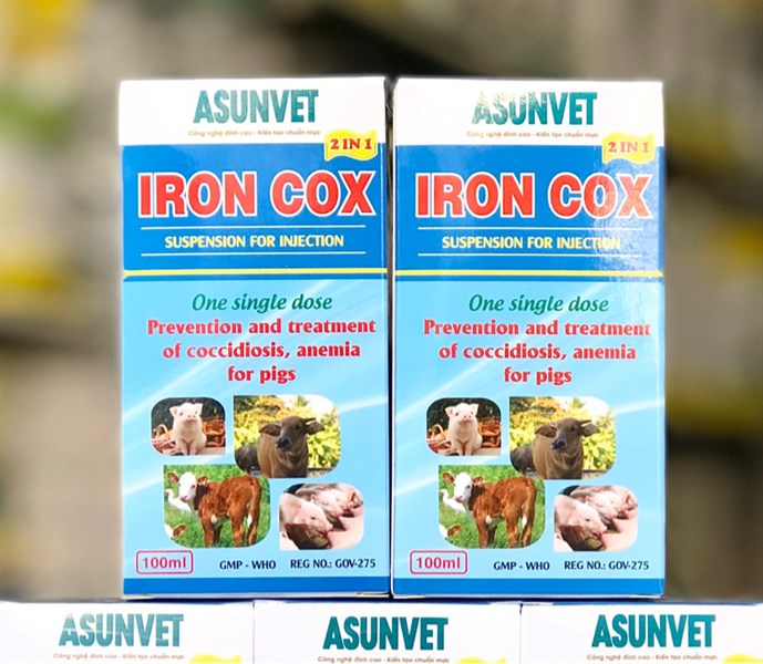 IRON COX Asunvet dung dịch tiêm phòng và trị cầu trùng thiếu máu trên heo