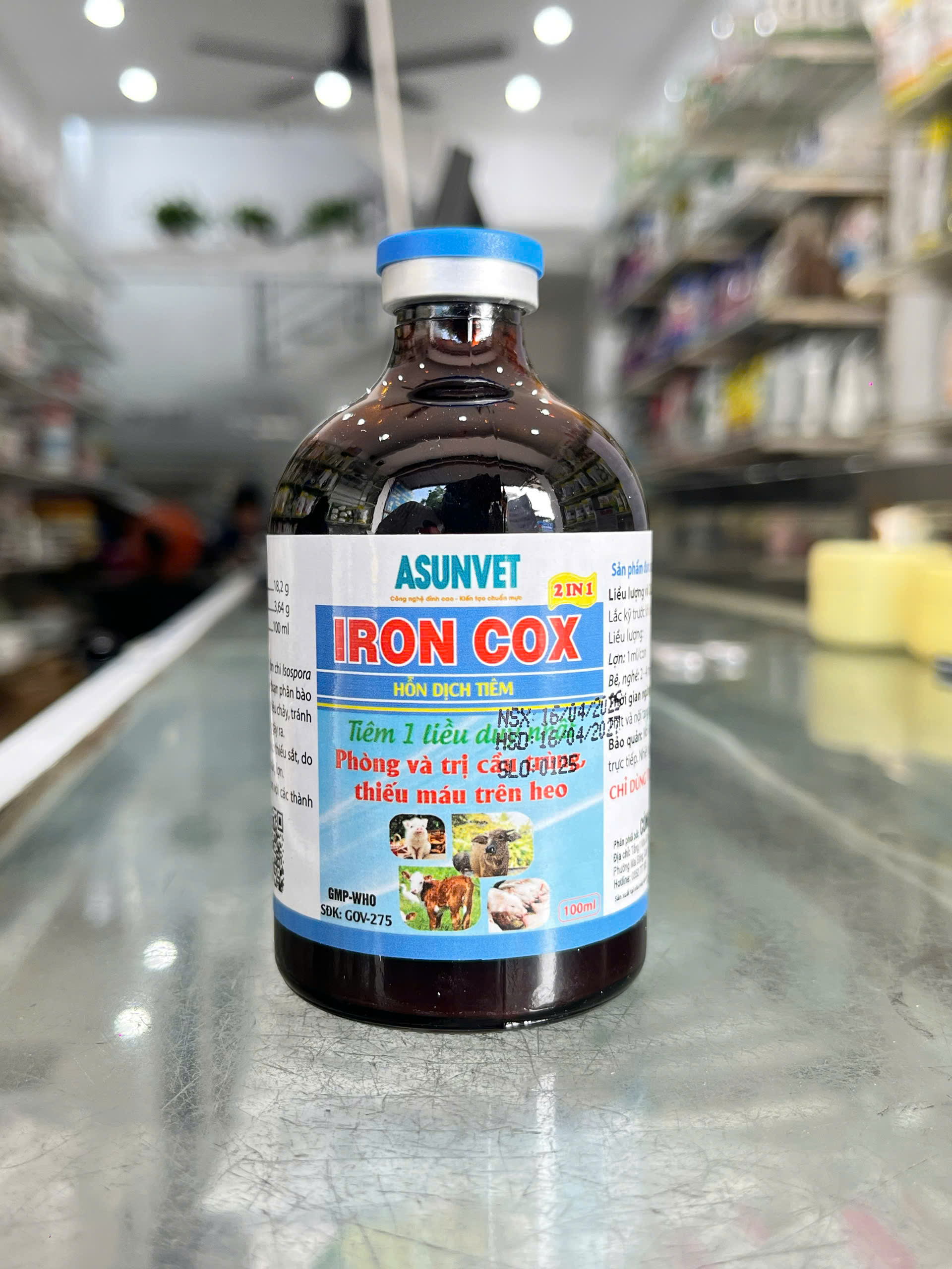 IRON COX Asunvet dung dịch tiêm phòng và trị cầu trùng thiếu máu trên heo