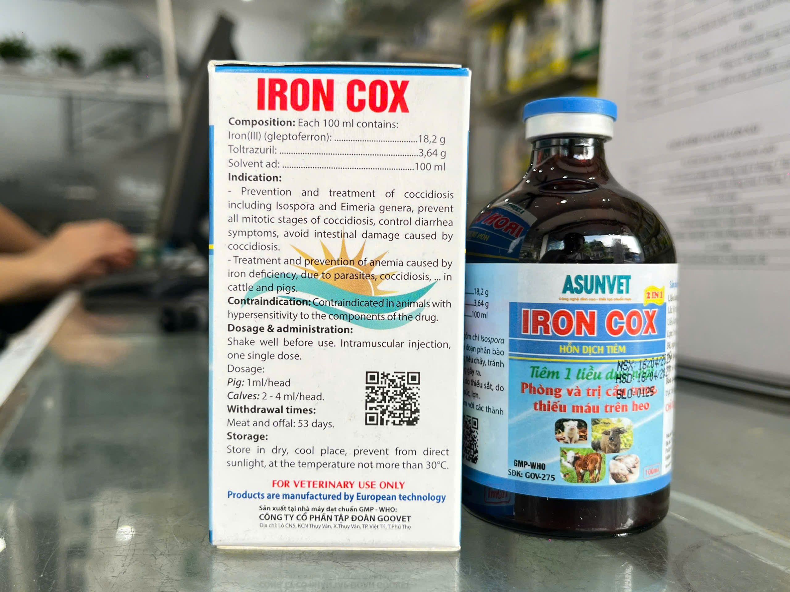 IRON COX Asunvet dung dịch tiêm phòng và trị cầu trùng thiếu máu trên heo