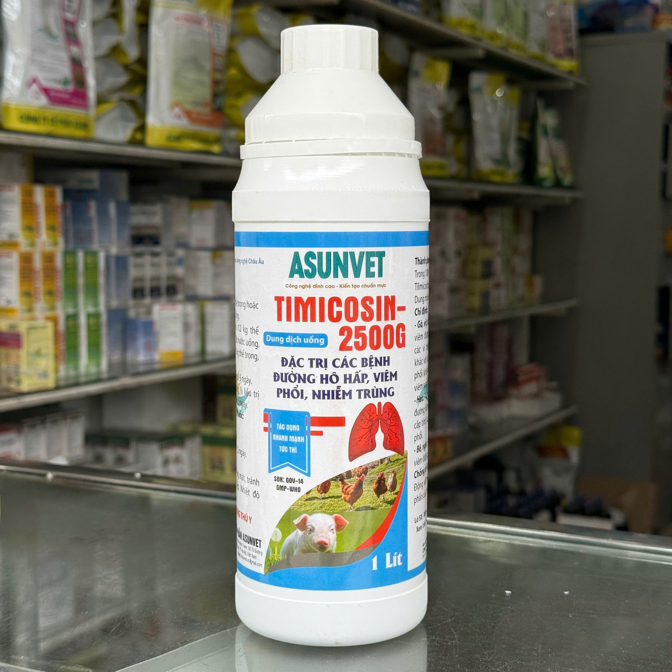 TIMICOSIN 2500G Asunvet dung dịch uống đặc trị bệnh đường hô hấp viêm phổi nhiễm trùng 1 lít