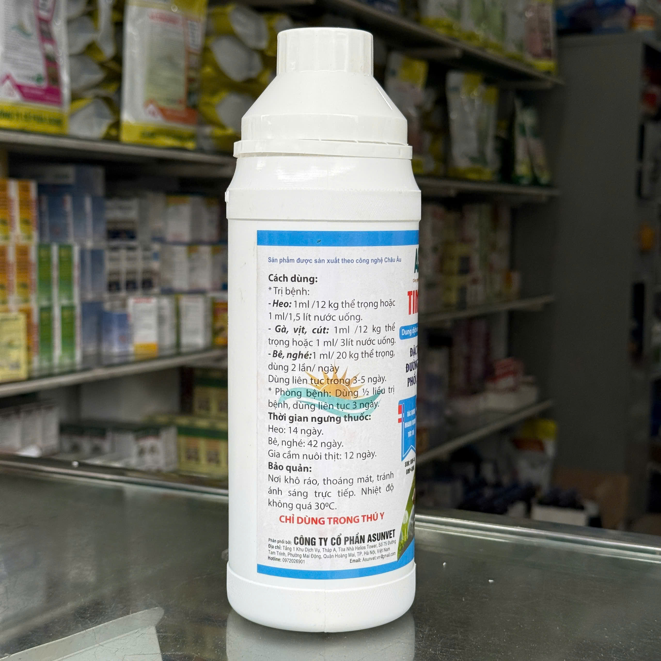 TIMICOSIN 2500G Asunvet dung dịch uống đặc trị bệnh đường hô hấp viêm phổi nhiễm trùng 1 lít