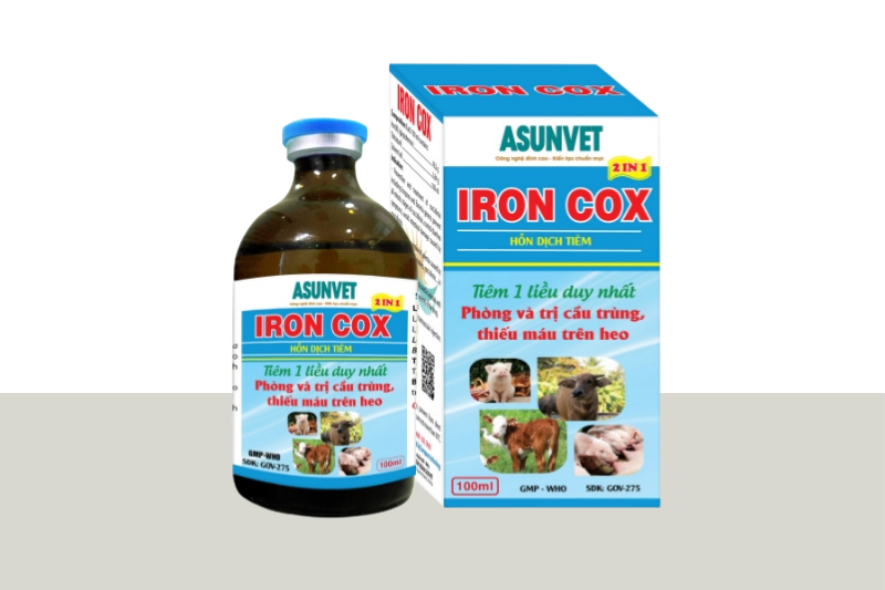 IRON COX Asunvet dung dịch tiêm phòng và trị cầu trùng thiếu máu trên heo 100ml