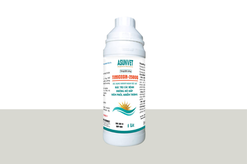 TIMICOSIN 2500G Asunvet dung dịch uống đặc trị bệnh đường hô hấp viêm phổi nhiễm trùng 1 lít