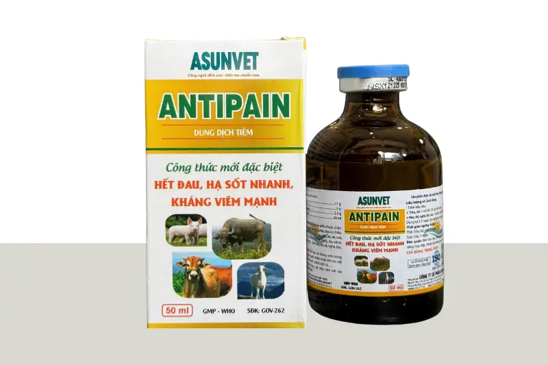 ANTIPAIN Asunvet dung dịch tiêm giảm đau hạ sốt kháng viêm cho vật nuôi 50ml
