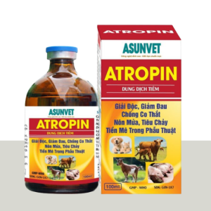 ATROPIN Asunvet dung dịch tiêm giải độc giảm đau chống co thắt nôn mửa tiêu chảy tiền mê phẫu thuật 100ml