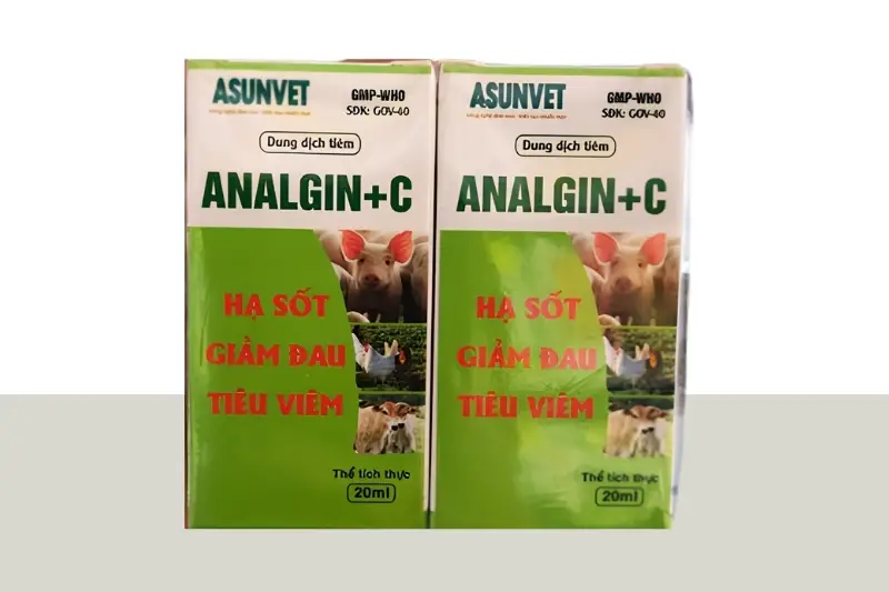 ANALGIN C Asunvet dung dịch tiêm hạ sốt giảm đau tiêu viêm cho vật nuôi 20ml