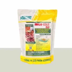 Amox Colis 150 Asunvet bột hòa tan đặc trị tiêu chảy thương hàn tụ huyết trùng viêm ruột hoại tử cho heo 1kg