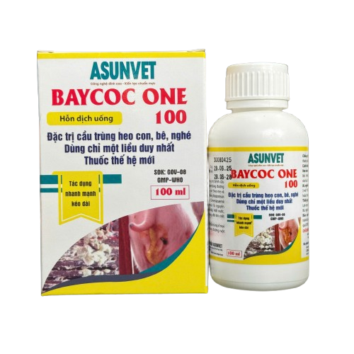 BAYCOC ONE 100 Asunvet – Hỗ trợ kiểm soát ký sinh trùng đường ruột, cải thiện tiêu hóa cho vật nuôi