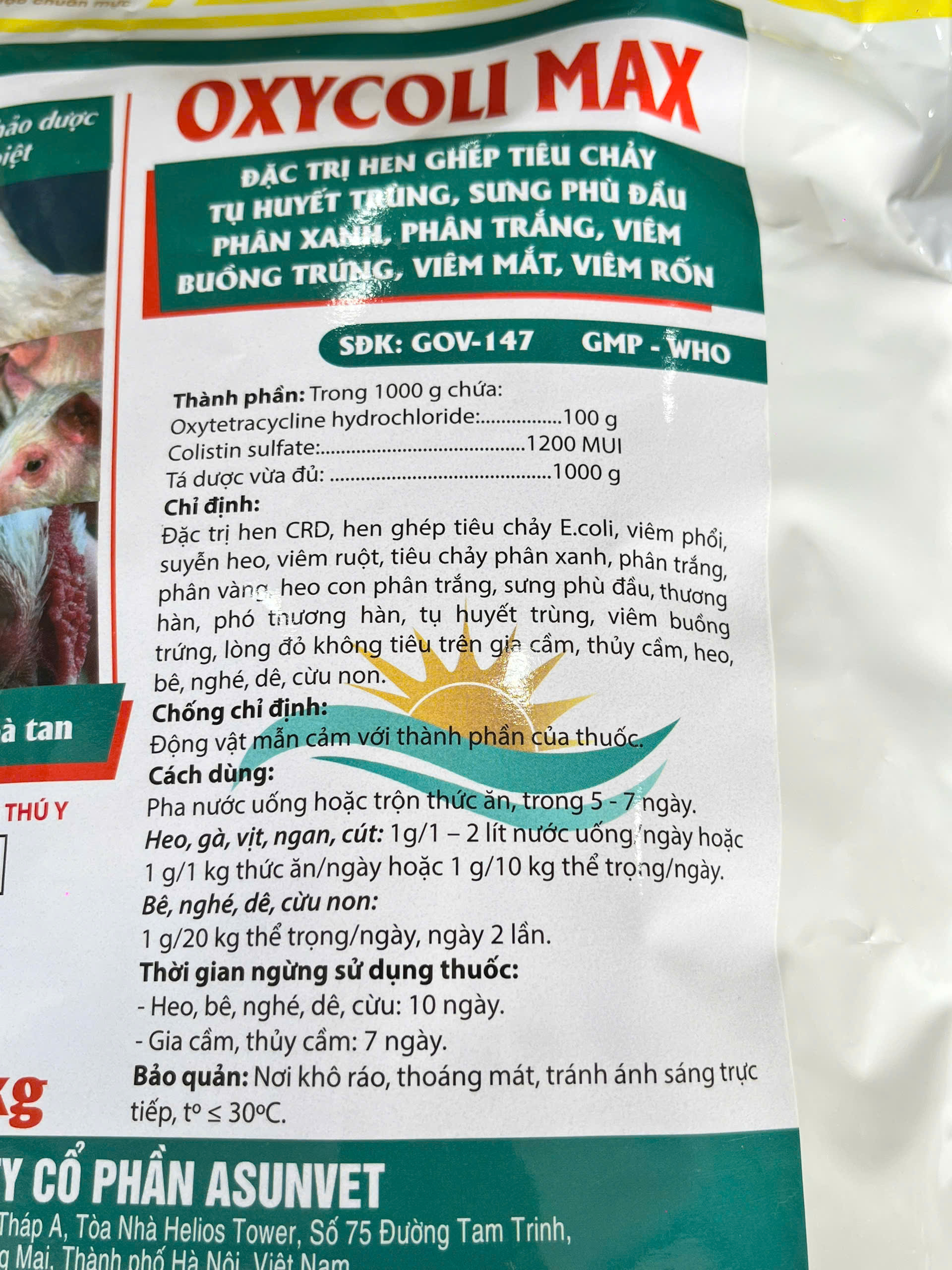 OXYCOLIMAX Asunvet – Kháng sinh thú y hỗ trợ kiểm soát vi khuẩn, cải thiện tiêu hóa cho vật nuôi - Image 6