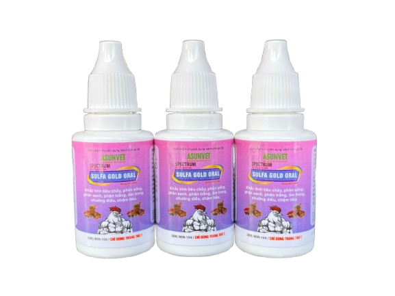 SULFA GOLD ORAL TÍM Asunvet – Hỗ trợ kiểm soát vi khuẩn, cải thiện tiêu hóa cho gà