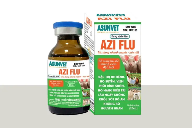 AZI FLU Asunvet dung dịch tiêm đặc trị ho hô suyễn viêm phổi dính sườn cho heo 20ml